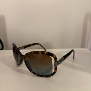 Valentino Brown Tortoise Sunglasses with Crystal Detail